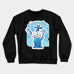 Aquarius Colorful Zodiac Sign Cartoon January February Birthday Crewneck Sweatshirt